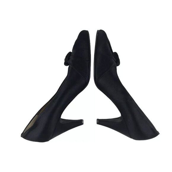 Calvin Klein Women Black Suede Pointed Toe Slip On Cone Pump Heels Size 7 M - Picture 6 of 9